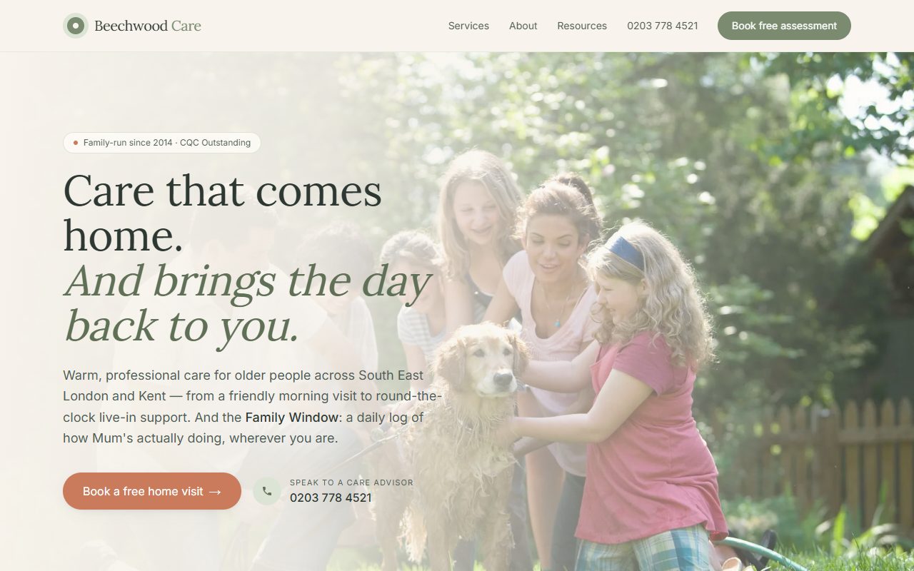 Concept marketing site for a home care provider