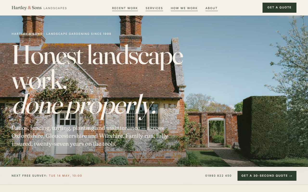 Concept marketing site for a landscape contractor