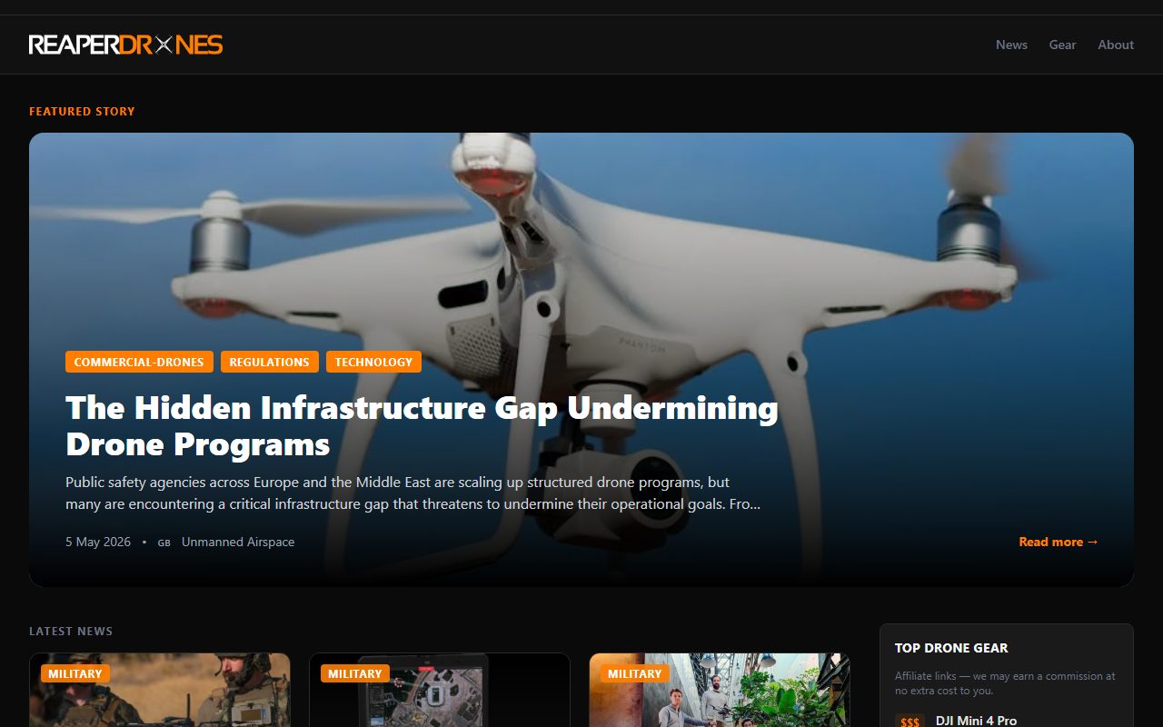 Screenshot of the Reaper Drones website