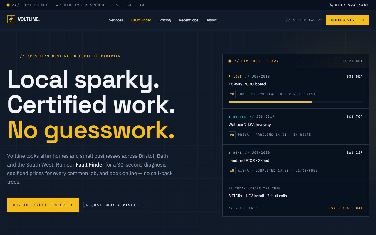 Concept marketing site for an electrical contractor